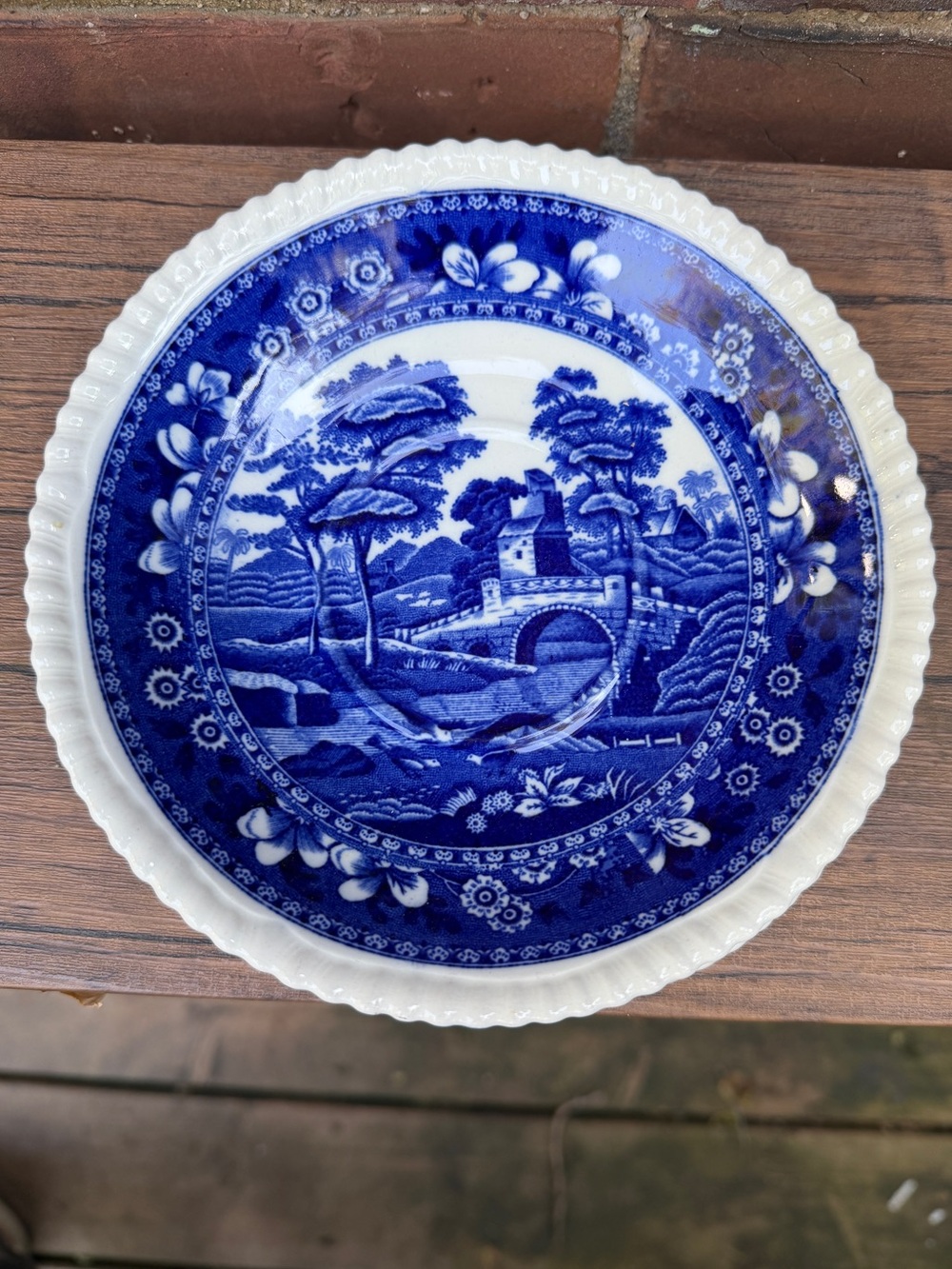 Vtg Copeland Spode's Tower Gadroon Edge 6 3/4 Blue&White Soup Saucer, Older Mark